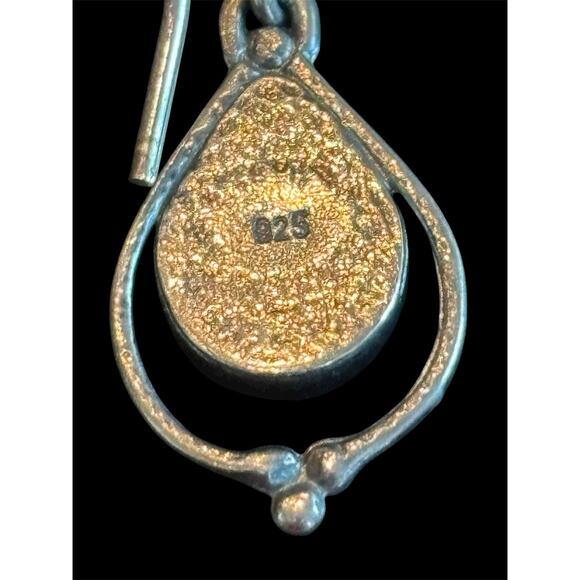 Sterling Silver Roman Glas Pear Shaped Dangle Earrings 925 - Picture 3 of 4